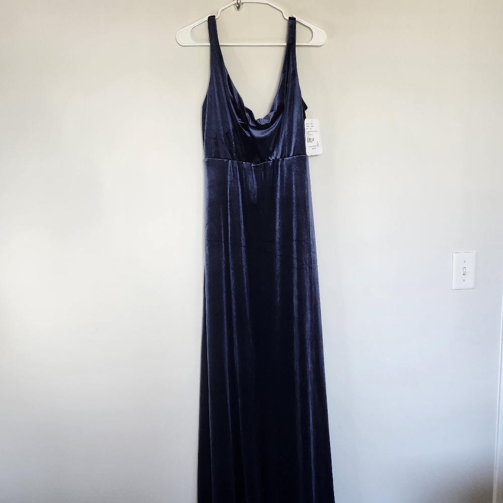 Lovely Navy Velvet front twist fl dress, NWT, Size 8 - Picture 10 of 11